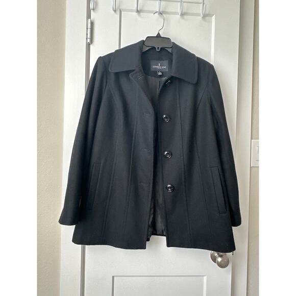 London Fog Wool Blend Pea Coat Jacket Single Breasted Women’s Large Lot# 133507 - Picture 2 of 8